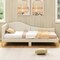 Beige Solid Wood Linen Fabric Daybed with Rivet Tufted Design